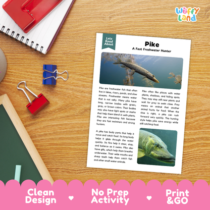 Pike Reading Passage and Comprehension Questions with Answer Key