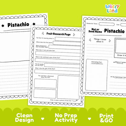 Pistachio Nut and Seed Research Page Worksheets Plant Science Activity
