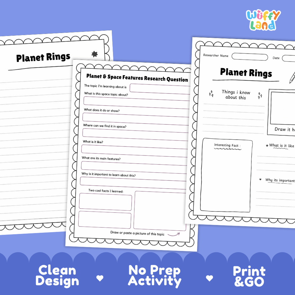 Planet Rings Research Pages and Worksheets
