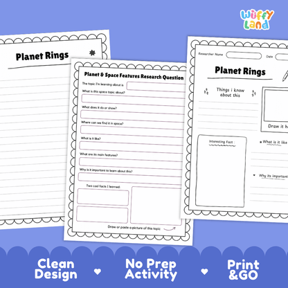 Planet Rings Research Pages and Worksheets