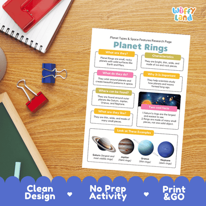Planet Rings Research Pages and Worksheets