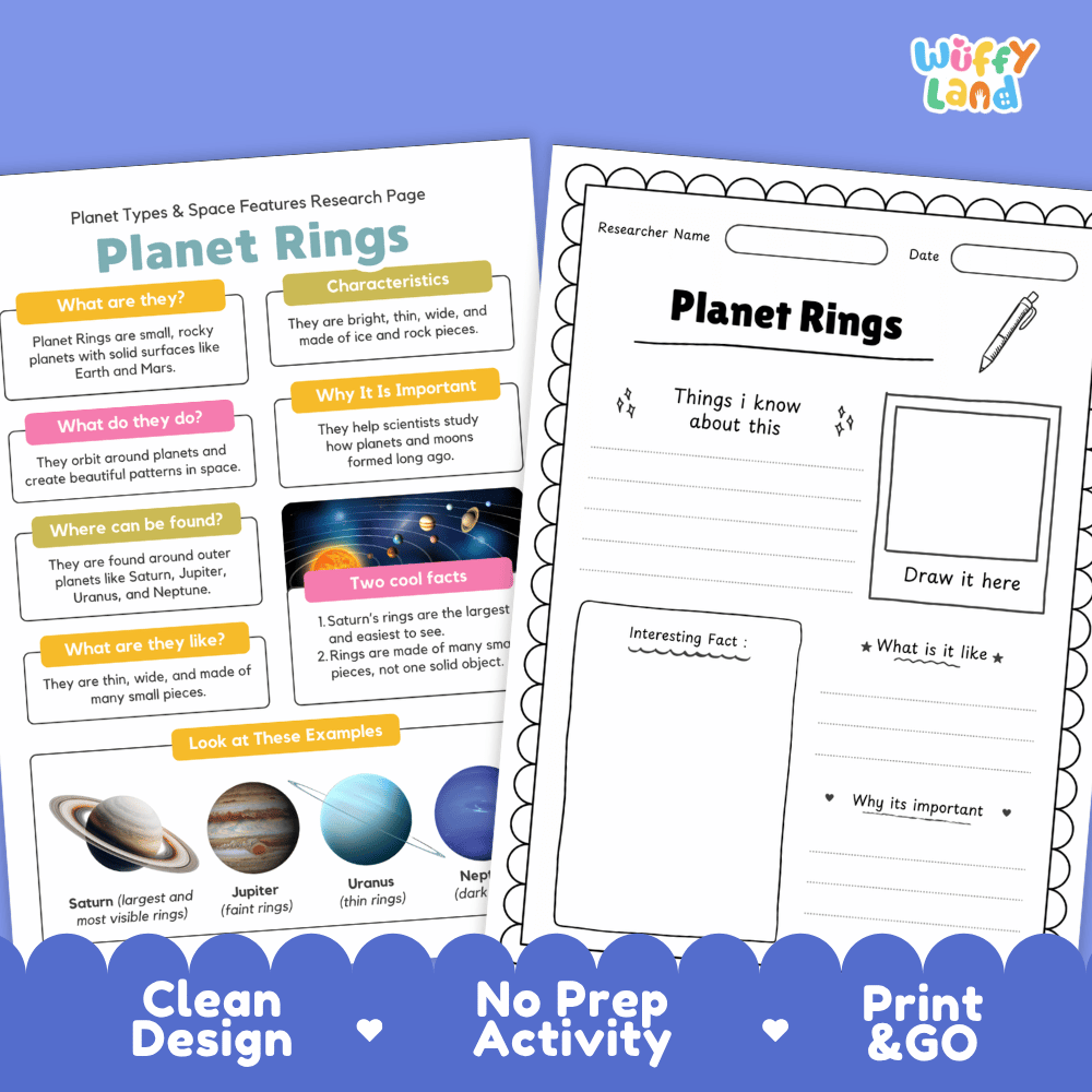 Planet Rings Research Pages and Worksheets