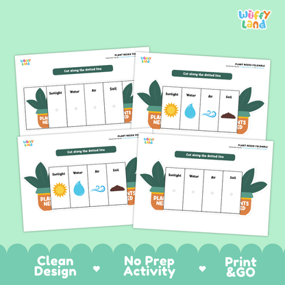 Plant Needs Foldable Science Interactive Notebook Craft Activity Printable