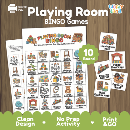 Playing Room BINGO Games Printable Playroom Toys Activity Cards
