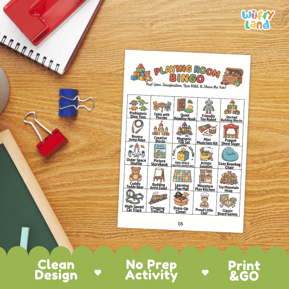 Playing Room BINGO Games Printable Playroom Toys Activity Cards