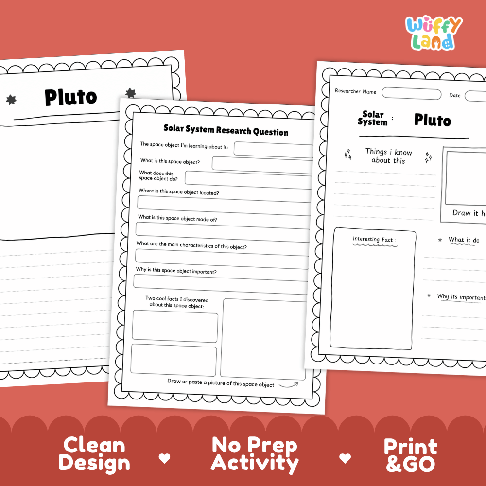 Pluto Solar System Research Project Worksheets and Fact Sheet