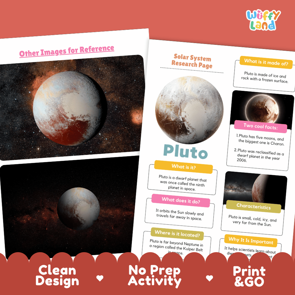 Pluto Solar System Research Project Worksheets and Fact Sheet