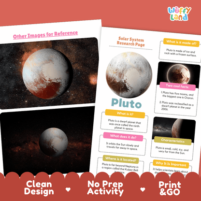 Pluto Solar System Research Project Worksheets and Fact Sheet