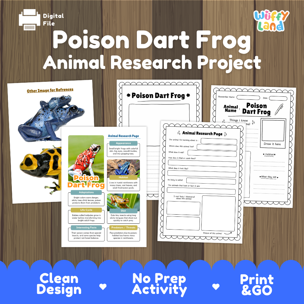 Poison Dart Frog Animal Research Project Printable Informational Writing Worksheets