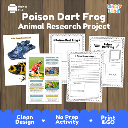 Poison Dart Frog Animal Research Project Printable Informational Writing Worksheets