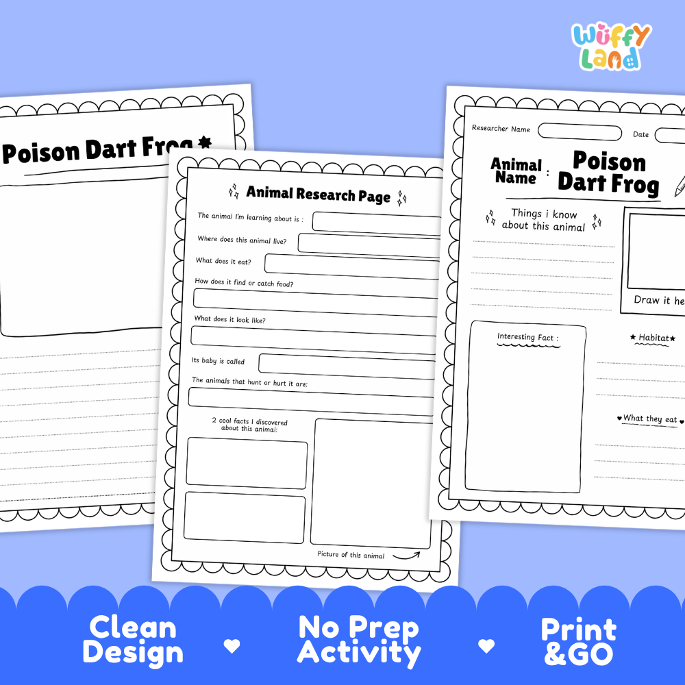 Poison Dart Frog Animal Research Project Printable Informational Writing Worksheets