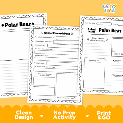 Polar Bear Animal Research Page Worksheets