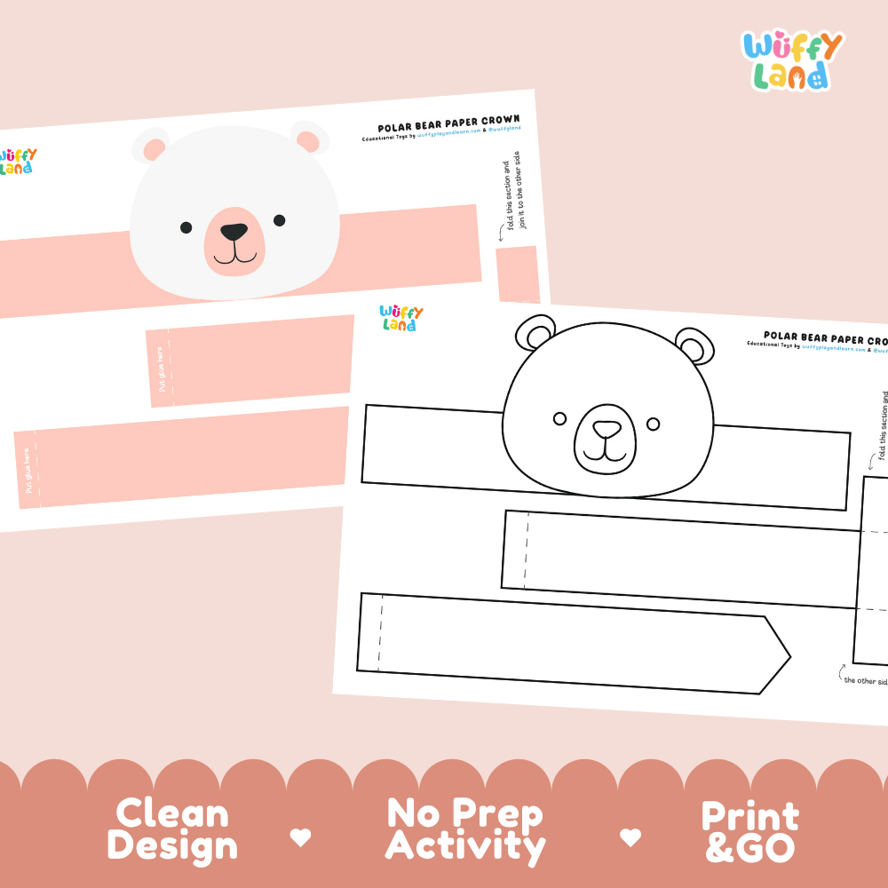 Polar Bear Crown Craft Printable Activity Worksheets
