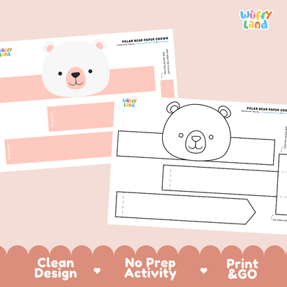 Polar Bear Crown Craft Printable Activity Worksheets