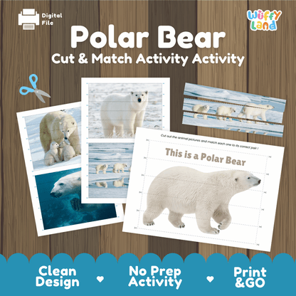 Polar Bear Cut and Match Puzzle Activity Worksheets