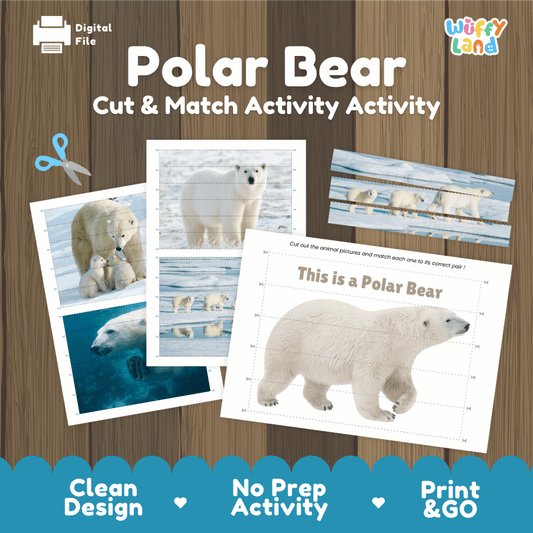 Polar Bear Cut and Match Puzzle Activity Worksheets