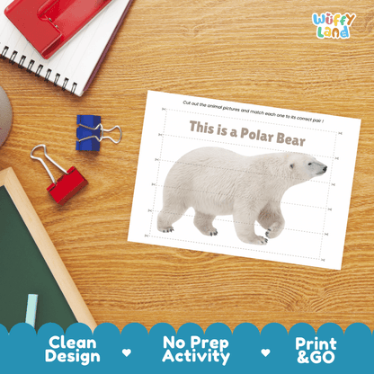 Polar Bear Cut and Match Puzzle Activity Worksheets