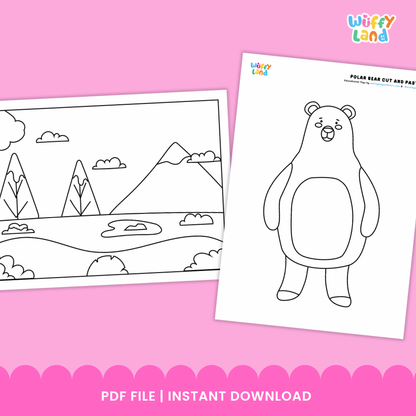 Polar Bear Cut and Paste Craft and Coloring Activity Worksheets