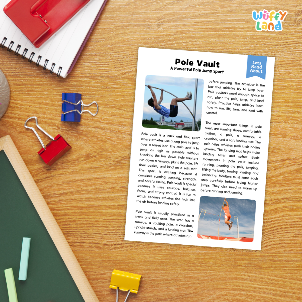 Pole Vault Sports Reading Passages and Comprehension Questions Worksheets