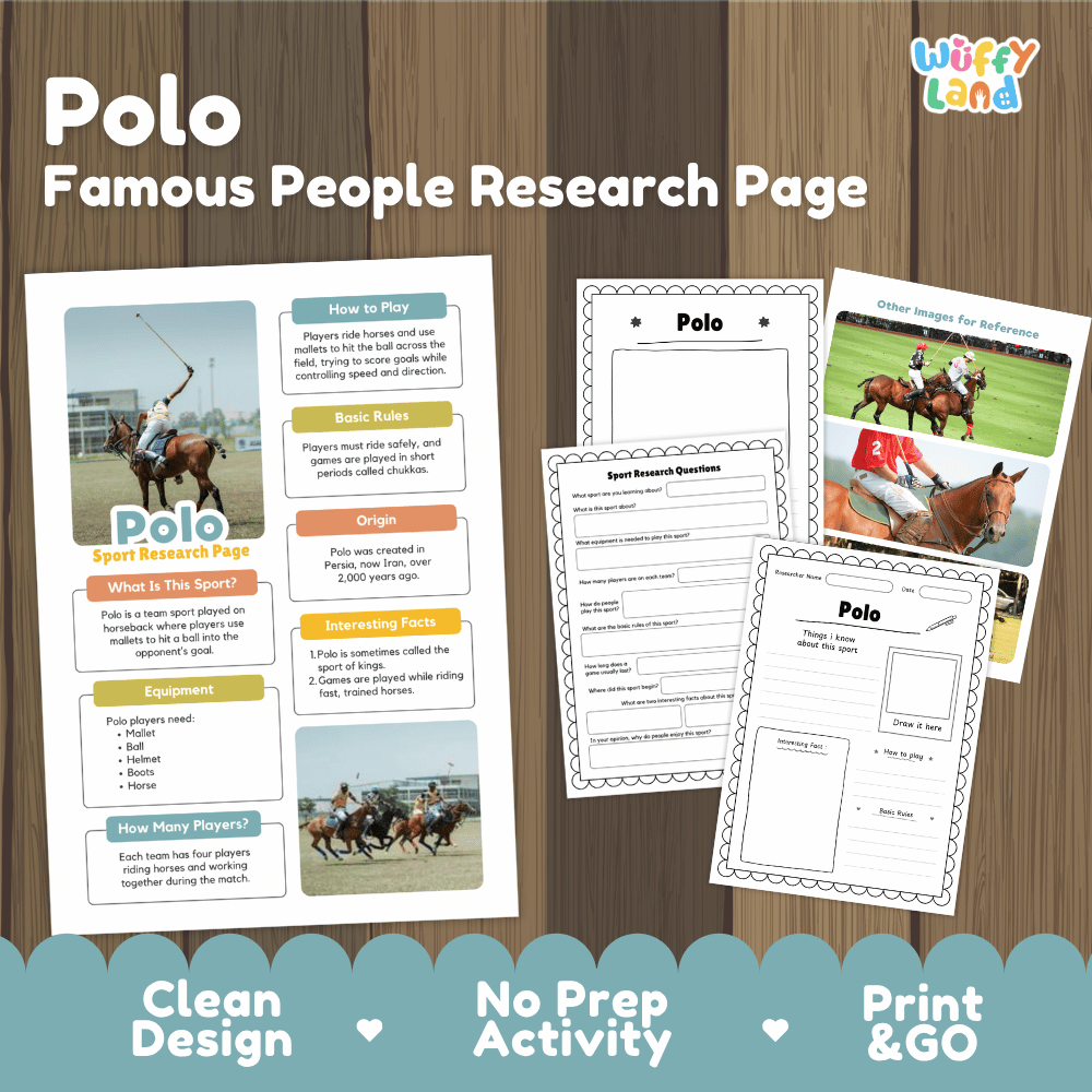 Polo Sport Research Project Worksheets and Fact Sheet