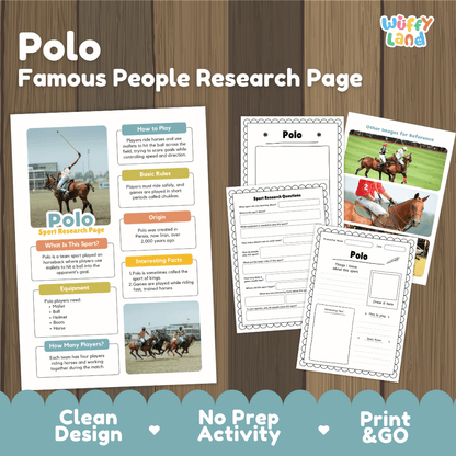 Polo Sport Research Project Worksheets and Fact Sheet