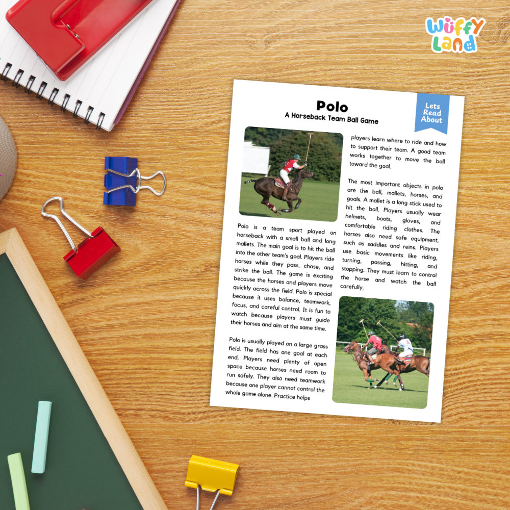 Polo Sports Reading Passages and Comprehension Questions Worksheets