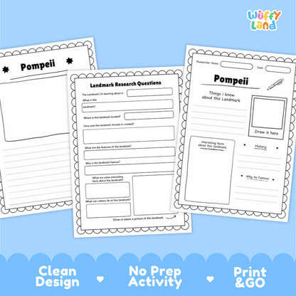 Pompeii City Research Page Fact Sheet and Worksheets