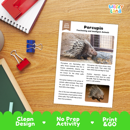 Porcupine Reading Passage and Questions Worksheets with Answer Key
