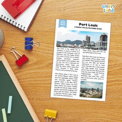 Port Louis Landmark Reading Passages and Comprehension Worksheets