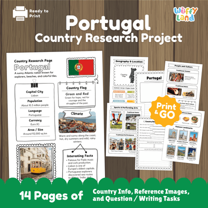 PORTUGAL Country Study | Geography Research Project & Printable Worksheets
