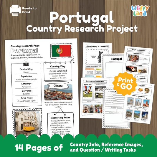 PORTUGAL Country Study | Geography Research Project & Printable Worksheets