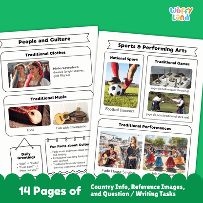 PORTUGAL Country Study | Geography Research Project & Printable Worksheets