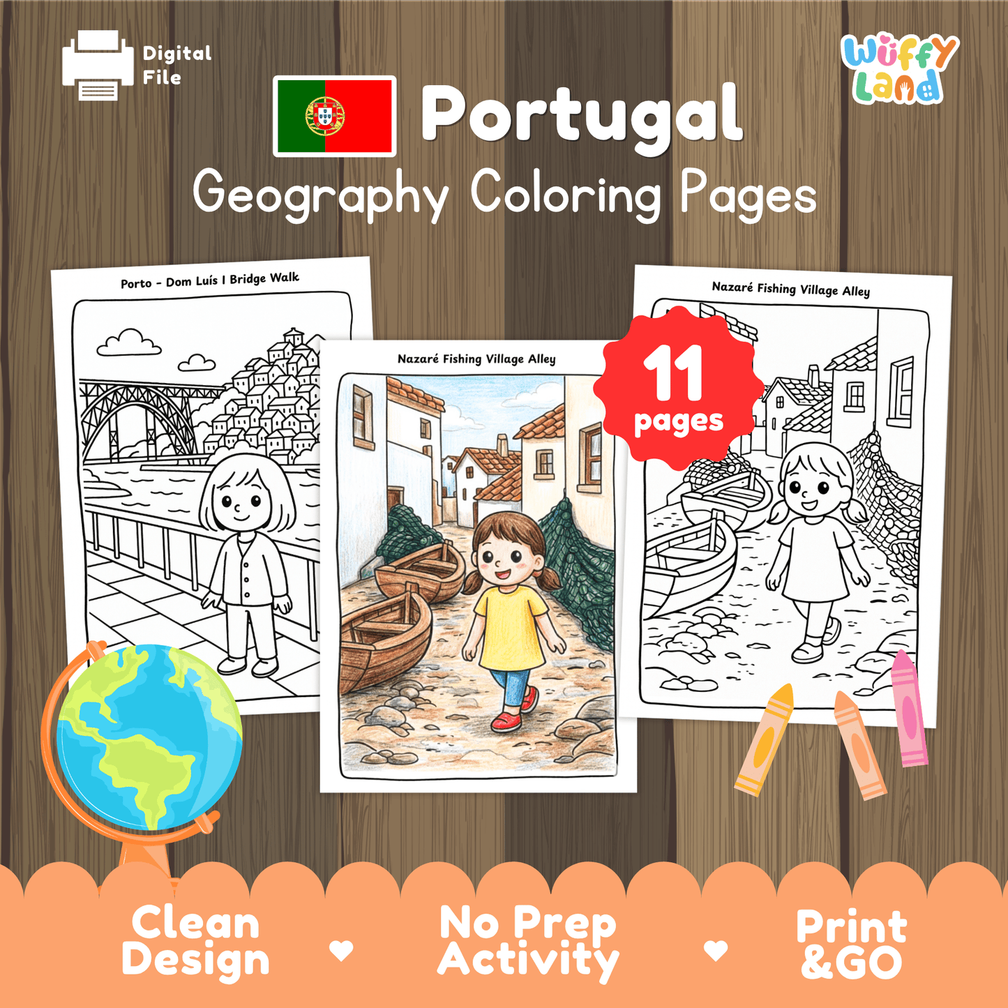 Portugal Geography Coloring Pages - 11 Pages - World Geography No Prep Activity Worksheets