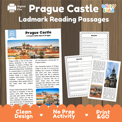 Prague Castle Landmark Reading Passages and Comprehension Worksheets