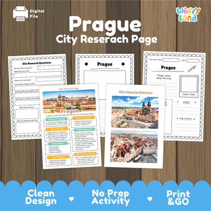 Prague City Research Page Worksheets and Fact Sheet Activity