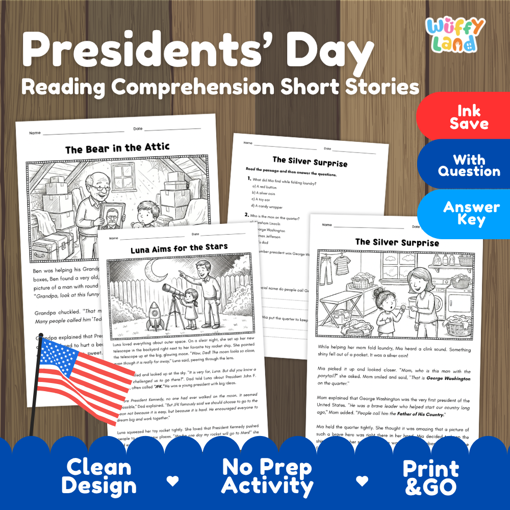 Presidents' Day Reading Comprehension Short Stories Passages and Questions
