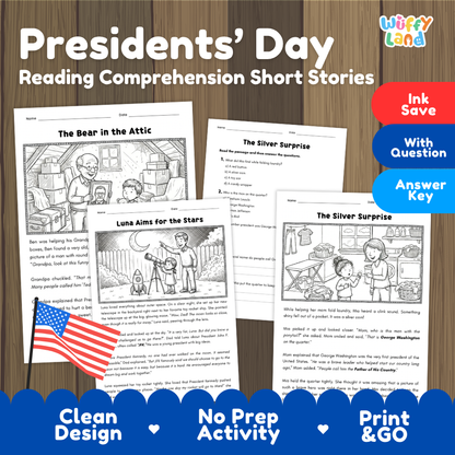 Presidents' Day Reading Comprehension Short Stories Passages and Questions