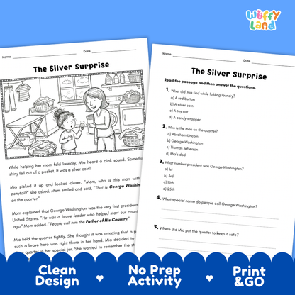 Presidents' Day Reading Comprehension Short Stories Passages and Questions