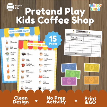 Pretend Play Kids Coffee Shop Dramatic Play Center Printable Activity
