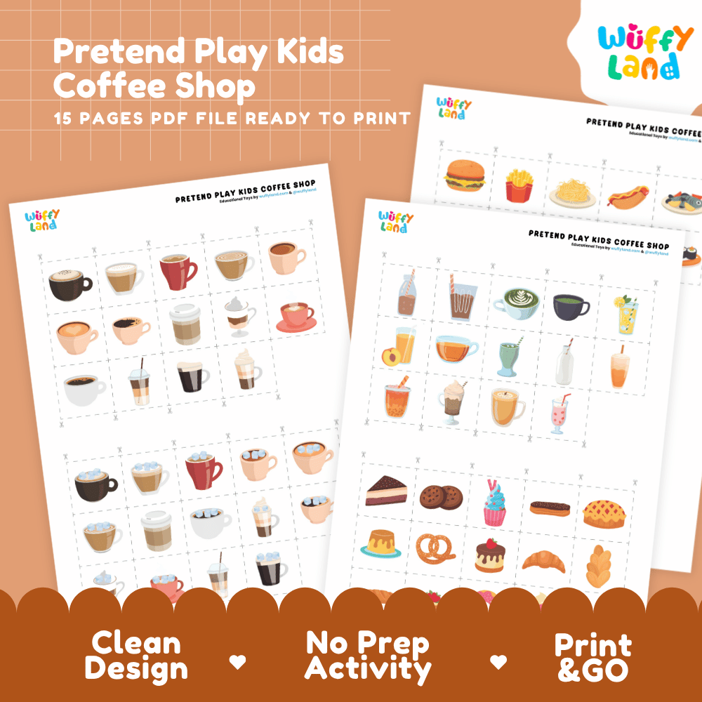 Pretend Play Kids Coffee Shop Dramatic Play Center Printable Activity