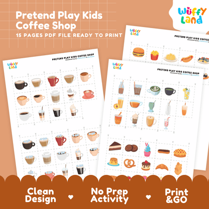 Pretend Play Kids Coffee Shop Dramatic Play Center Printable Activity