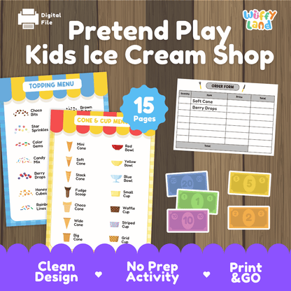 Pretend Play Kids Ice Cream Shop Dramatic Play Center Printable Activity