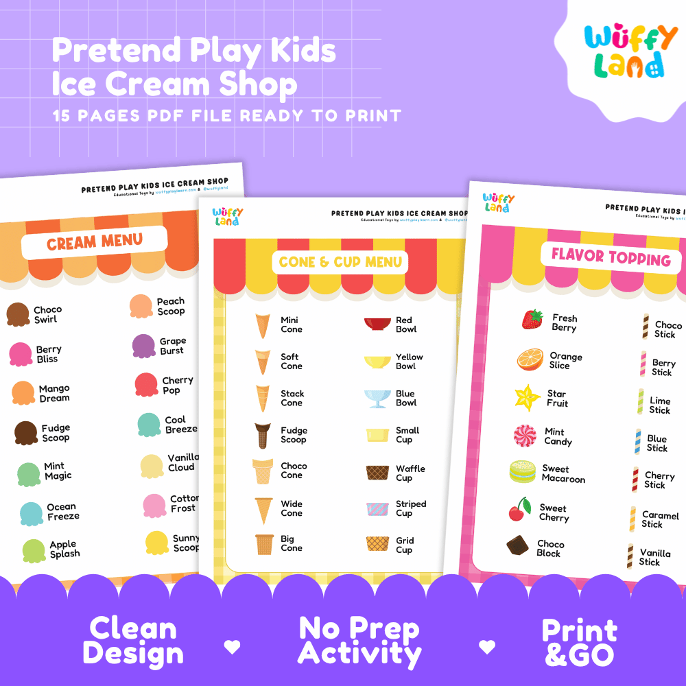 Pretend Play Kids Ice Cream Shop Dramatic Play Center Printable Activity