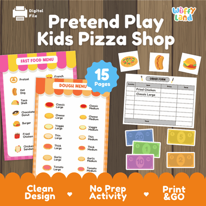 Pretend Play Kids Pizza Shop Dramatic Play Center Printable Activity