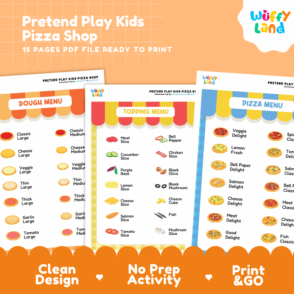 Pretend Play Kids Pizza Shop Dramatic Play Center Printable Activity