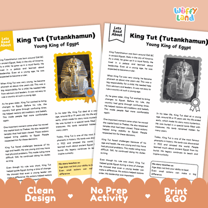 Clean design no prep print and go ancient history biography reading and writing activity layout ready for classroom and homeschool use