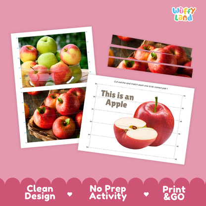 Clean design no prep print and go apple cut and match activity printable PDF pack