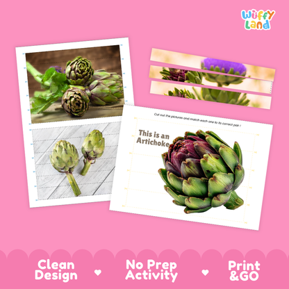 Clean design no prep print and go artichoke cut and match activity printable PDF pack