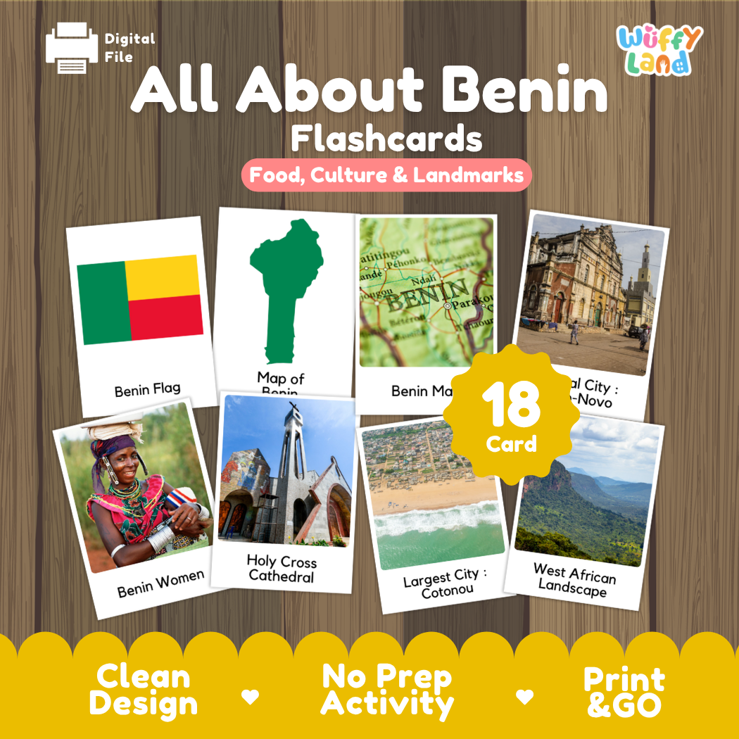 Clean design no prep print and go Benin geography activity pack layout ready for classroom and homeschool use