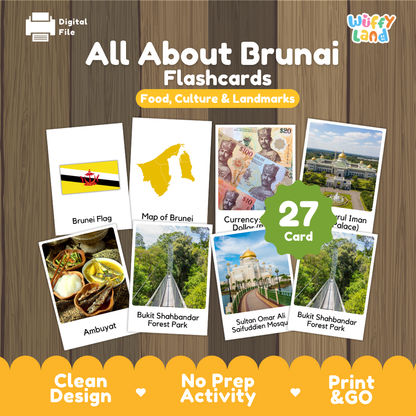 Clean design no prep print and go Brunei Darussalam geography activity pack layout ready for classroom and homeschool use